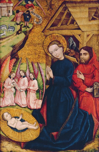 De Geboorte, van het Hoofdaltaar van Nemetlipcse, c.1450 door Master from Nemetlipcse